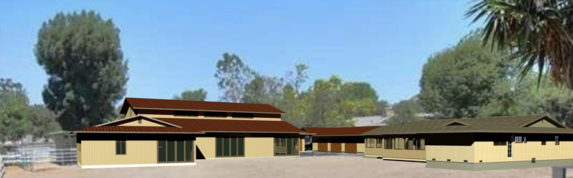 Exterior view to NE - CAD rendering - Showcar Garage & Guest Suite Addition - ENR architects, Granbury, TX 76049